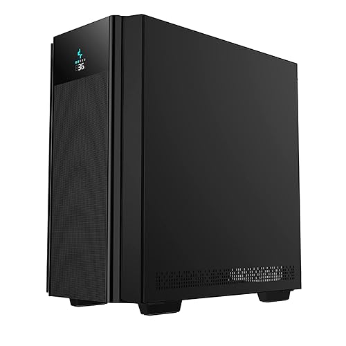DeepCool CH510 MESH DIGITALMid-Tower ATX Computer Case, Digital LCD Display for CPU/GPU Temps, Airflow Style Mesh Panels, Magnetic Tempered Glass Window with Safety Lock, Black