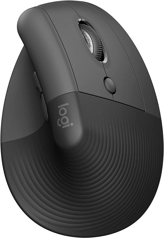 Logitech Lift Vertical Ergonomic Mouse, Wireless, Bluetooth or Logi Bolt USB Receiver, Quiet clicks, 4 Buttons, Compatible with Windows/macOS/iPadOS, Laptop, PC - Graphite Right-Handed Mouse for Small-Medium Hands GRAPHITE