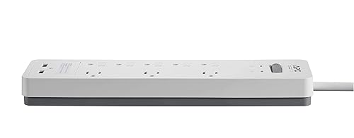 APC 8-Outlet Surge Protector Power Strip with USB Charging Ports, 2160 Joules, SurgeArrest Home/Office (PH8U2W) 8 Outlet OL + USB Charging White