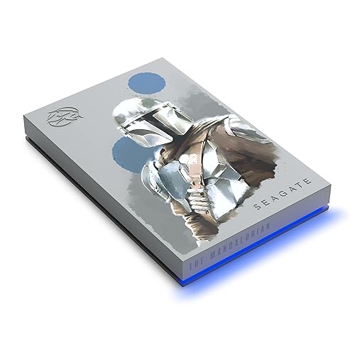 Seagate The Mandalorian Drive Special Edition FireCuda External Hard Drive 2TB Officially-Licensed - 2.5 Inch USB 3.2 Gen 1 Blue LED RGB Lighting With Rescue Services (STKL2000405)