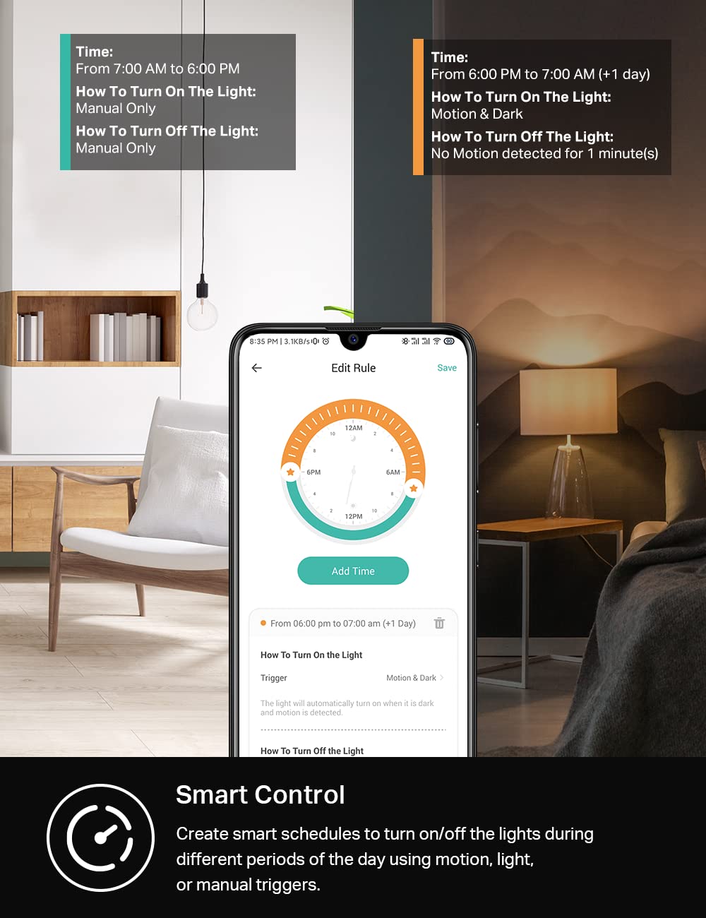 Kasa Smart WiFi Motion Sensor Switch, Single Pole, Needs Neutral Wire, 2.4GHz Wi-Fi Light Switch, Compatible with Alexa &amp; Google Home, UL Certified, No Hub Required(KS200M),White,1-Pack 1-Pack Motion Sensor