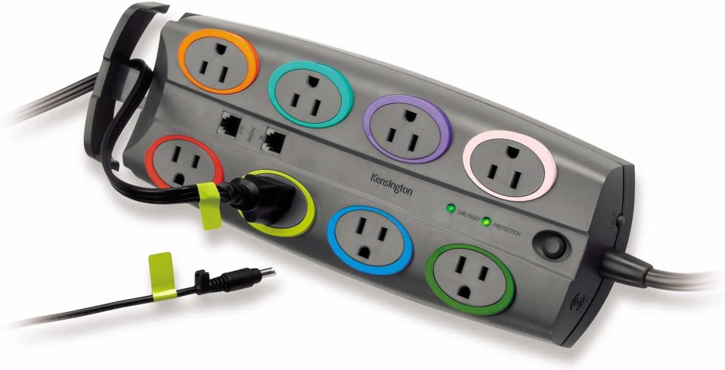 Kensington SmartSockets 8-Outlet, 8-Foot Cord, &amp; 3090 Joules Premium Surge Protector (K62691NA) Premium (3090 Joules)