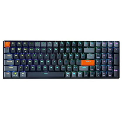 Adesso EasyTouch 1200 Wired/Wireless/Bluetooth Mechanical Keyboard, RGB Illuminated, Multi-OS, QMK/VIA Customizable, Hot Swappable, Red Switch, Copilot AI Hotkey, USB-C, 4000mAh Battery