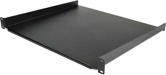 StarTech.com 1U Server Rack Shelf - Universal Rack Mount Cantilever Shelf for 19" Network Equipment Rack &amp; Cabinet - Heavy Duty Steel Weight Capacity 44lb/20kg - 16" Deep Tray, Black (CABSHELF116)