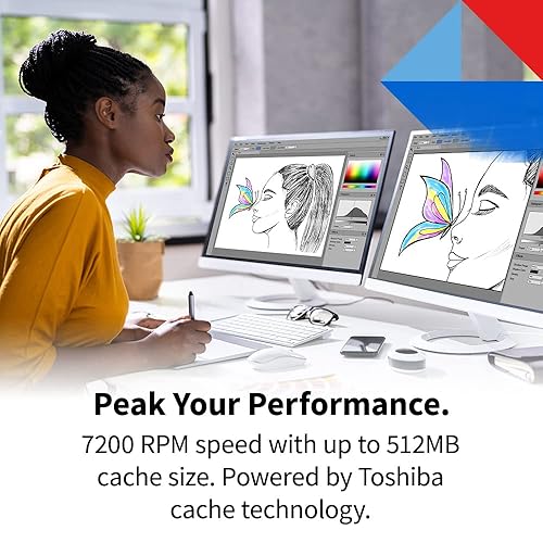 Toshiba X300 PRO 4TB High Workload Performance for Creative Professionals 3.5-Inch Internal Hard Drive – Up to 300 TB/Year Workload Rate CMR SATA 6 GB/s 7200 RPM 512 MB Cache - HDWR740XZSTB