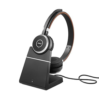 Jabra Evolve 65 SE Link380a UC Stereo Stand- Bluetooth Headset with Noise-Cancelling Microphone, Long-Lasting Battery and Dual Connectivity - Works with All Other Platforms - Black UC Stereo with Stand