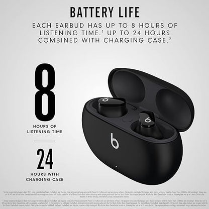 Beats Studio Buds True Wireless Noise Cancelling Earbuds Compatible with Apple & Android, Built-in Microphone, IPX4 Rating, Sweat Resistant Earphones, Class 1 Bluetooth Headphones - Black