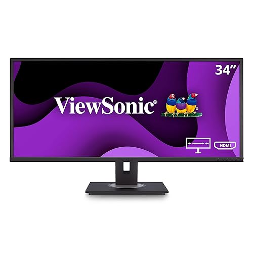 ViewSonic VG3448 34 Inch Ultra-Wide 21:9 WQHD Ergonomic Monitor with HDMI DisplayPort USB, 40 Degree Tilt and FreeSync for Home and Office,Black 34-Inch
