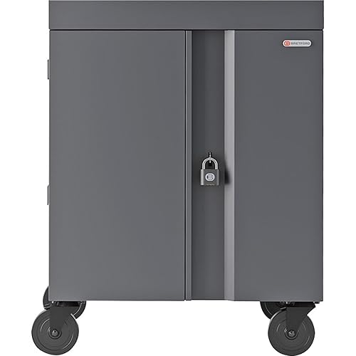 Bretford CUBE Cart 36, AC Charging, Charcoal Paint - 2 Shelf - 4 Casters - Polypropylene, Steel - 30" Width x 26.50" Depth x 37.50" Height - Charcoal - For 36 Devices
