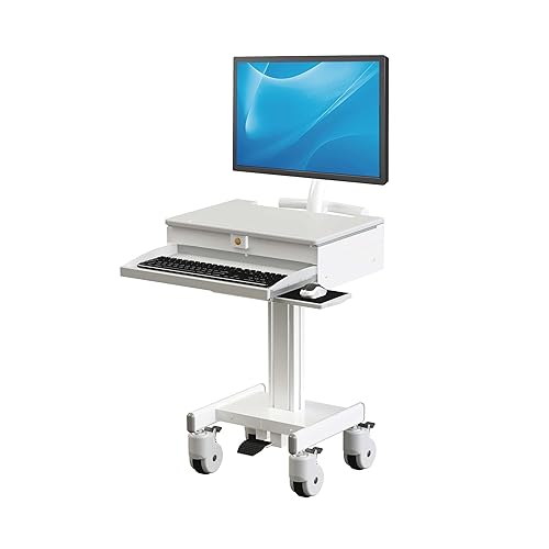 Tripp Lite Mobile Workstation with Monitor Arm, Casters, Locking Drawer TAA (WWSS1DWSTAA), White