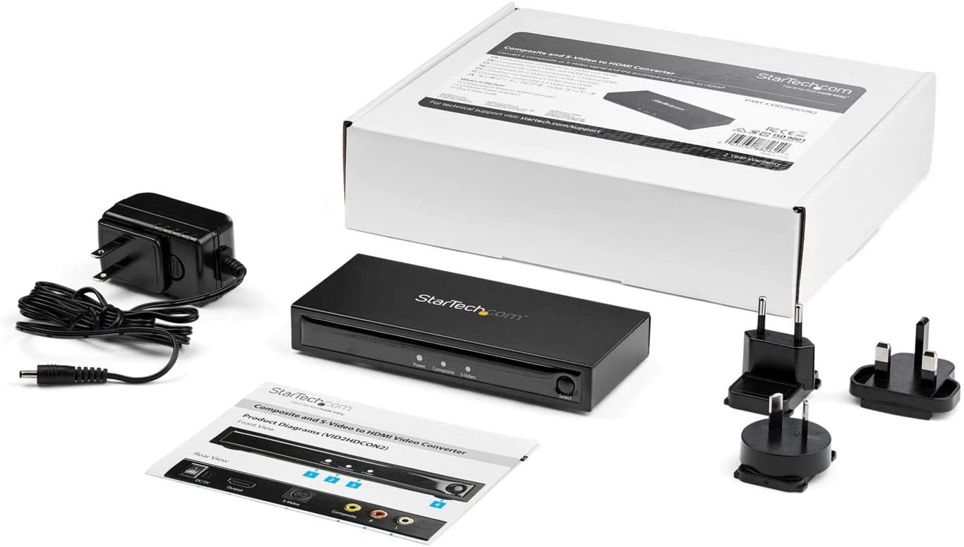 StarTech.com S-Video or Composite to HDMI Converter with Audio - 720p - NTSC &amp; PAL - Analog to HDMI Upscaler - Mac &amp; Windows (VID2HDCON2)