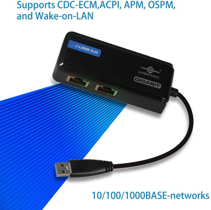 Vantec USB 3.0 to Dual Gigabit Ethernet Network Adapter (CB-U320GNA),Black