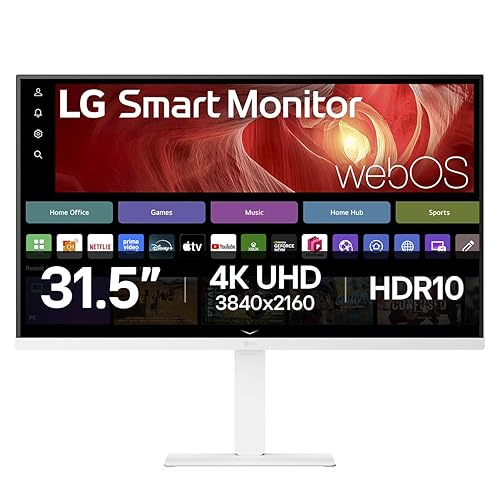 LG 31.5" 32U720SA 4K UHD Smart Monitor with webOS, Bluetooth, USB-C (65W), 90% DCI-P3, Remote PC Access, Tilt Stand