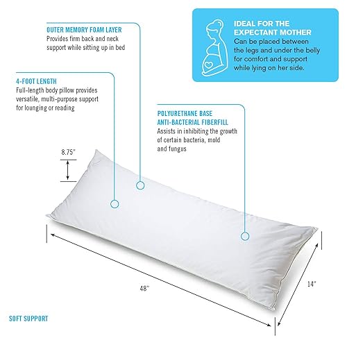 ObusForme Full Body Pillow|4 Feet Long|100% Cotton Cover|for Back and Neck Support