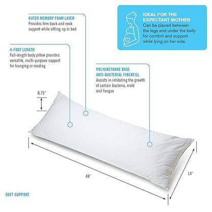 ObusForme Full Body Pillow|4 Feet Long|100% Cotton Cover|for Back and Neck Support