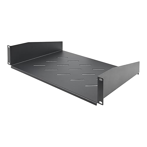 StarTech.com 2U Rack Shelf, 12" Mounting Depth, Vented Cantilever Tray for 19" AV/Network Equipment, 25lb Capacity, for Small Office/Home Office (SOHO) 2U 12" Depth