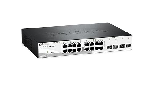 D-Link 20-Port Gigabit Smart Managed Switch, 4 SFP Combo Ports, Advanced L2+ features, VLANs, Cable Diagnostics, Green, WebSmart, Web UI, Lifetime Warranty (DGS-1210-20)