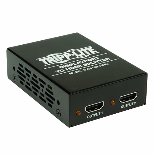 Tripp Lite 2-Port DisplayPort 1.2 to HDMI Multi-Stream Transport (MST) Hub, 3840x2160 4K x 2K @ 24/30Hz (B156-002-HDMI)