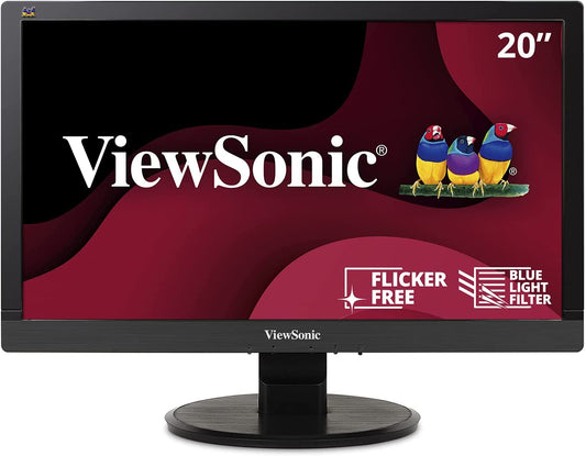ViewSonic VA2055SM 20 Inch 1080p LED Monitor with VGA Input and Enhanced Viewing Comfort,Black Extra Ports and Built-in Speakers