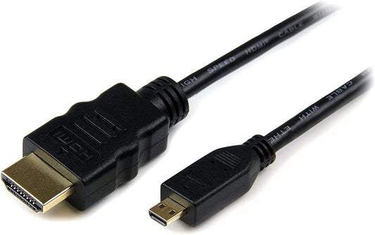 StarTech.com 3ft Micro HDMI to HDMI Cable with Ethernet - 4K 30Hz Video - Durable High Speed Micro HDMI Type-D to HDMI 1.4 Adapter Cable/Converter Cord - UHD HDMI Monitors/TVs/Displays (HDMIADMM3) 3 ft