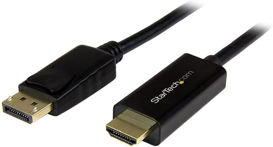 StarTech.com 10ft (3m) DisplayPort to HDMI Cable - 4K 30Hz - DisplayPort to HDMI Adapter Cable - DP 1.2 to HDMI Monitor Cable Converter - Latching DP Connector - Passive DP to HDMI Cord (DP2HDMM3MB) 10 feet Single