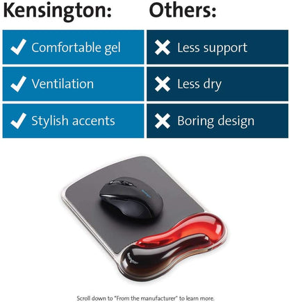Kensington Duo Gel Mouse Pad with Wrist Rest - Red (K62402AM) Red Red Mouse Pad