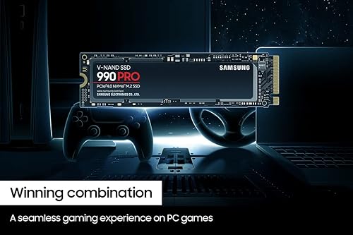 SAMSUNG 990 PRO SSD 4TB PCIe 4.0 M.2 Internal Solid State Hard Drive, Fastest for Gaming, Heat Control, Direct Storage and Memory Expansion for Video Editing, Graphics, MZ-V9P4T0B/AM [Canada Version] 4TB 990 PRO