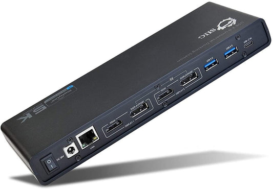 SIIG USB Type C 4K Dual Monitor Docking Station - Dual 4K@60HZ or Single 5K@60Hz Video Laptop Dock - Thunderbolt 3 Compatible (2 HDMI, 2 DisplayPort Outputs, Gigabit Ethernet, 6 USB 3.0 Ports)