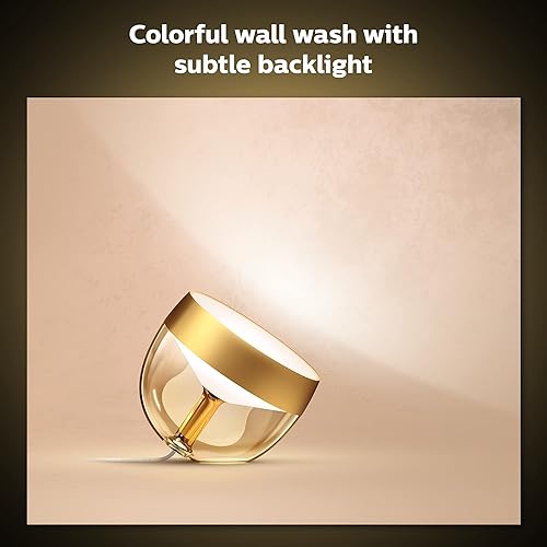 Philips Hue White and Color Iris Corded Dimmable SmartTable Lamp, (Bluetooth, Compatible with Alexa, Google, Apple HomeKit), 1-Pack, Limited Edition Gold