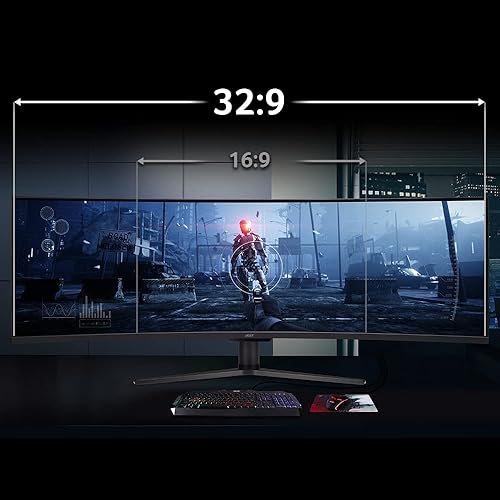 Acer EI491CUR Sbmiipphx 49 1800R 32:9 Curved DQHD (5120 x 1440) Zero-Frame Gaming Monitor | AMD FreeSync Premium | Up to 120Hz | 4ms | 94% DCI-P3 | 2 x Display Port v1.4, 2 x HDMI 2.0 & 1 x Audio Out 49 DQHD