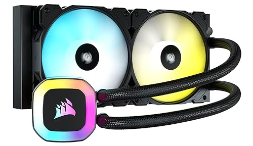 Corsair H100 RGB Liquid CPU Cooler - 240mm AIO - SP120 RGB Elite Fans - Fits Intel LGA 1200/115X/2066, AMD AM4 - Motherboard ARGB Adapter Included - Black