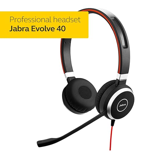 Jabra Evolve 40 UC Professional Wired Headset, Stereo – Telephone Headset for Greater Productivity, Superior Sound for Calls and Music, 3.5mm Jack/USB Connection, All-Day Comfort Design, UC Optimized Stereo Speaker UC Optimized