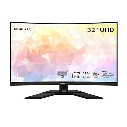 GIGABYTE M32UC 32'' 144Hz (160Hz OC) 4K UHD Curved Gaming Monitor, SS VA, 3840x2160 Display, 1ms Response Time (MPRT), 1x DisplayPort 1.4, 2X HDMI 2.1, 1x USB Type-C, 4X USB 3.2