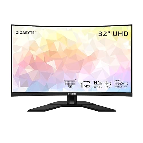 GIGABYTE M32UC 32'' 144Hz (160Hz OC) 4K UHD Curved Gaming Monitor, SS VA, 3840x2160 Display, 1ms Response Time (MPRT), 1x DisplayPort 1.4, 2X HDMI 2.1, 1x USB Type-C, 4X USB 3.2