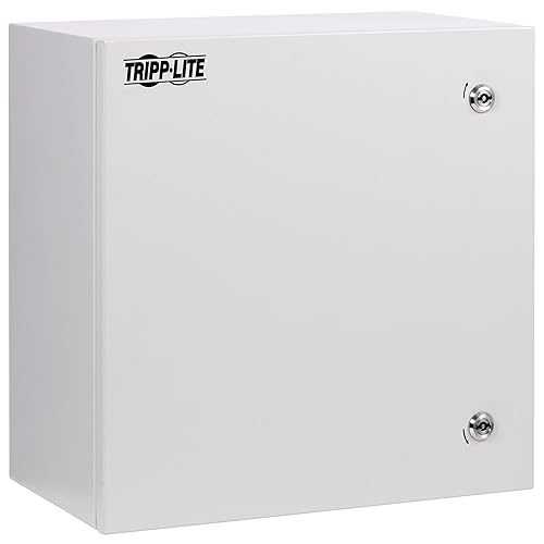 Tripp Lite Outdoor Steel Industrial Electrical Enclosure Junction Lock Box, 18 x 18 x 6, Gray, Weather & Dust Resistant, UL Certified NEMA 4 Compliant, Mounting Plate, 5-Year Warranty (SRIN418186)