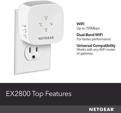 NETGEAR WiFi Range Extender EX2800 - Coverage up to 1200 sq.ft. and 20 Devices AC750