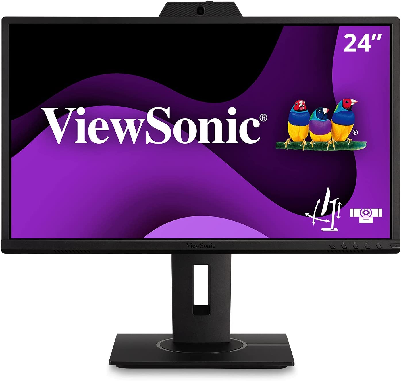 ViewSonic VG2440V 24 Inch 1080p IPS Video Conferencing-Monitor with Integrated 2MP-Camera, Microphone, Speakers, Eye Care, Ergonomic Design, HDMI DisplayPort VGA Inputs for Home and Office 24-Inch WebCam