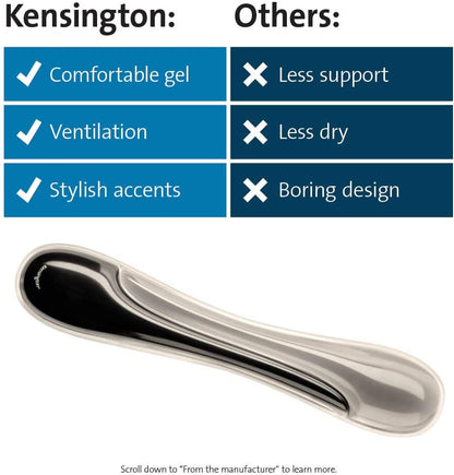 Kensington Duo Gel Keyboard Wrist Rest - Gray (K62395US) Grey Keyboard Wrist Rest