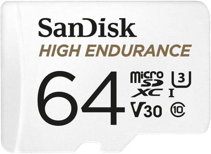 SanDisk 64GB High Endurance Video MicroSDXC Card with Adapter for Dash Cam and Home Monitoring Systems - C10, U3, V30, 4K UHD, Micro SD Card - SDSQQNR-064G-GN6IA 64 GB Card Only
