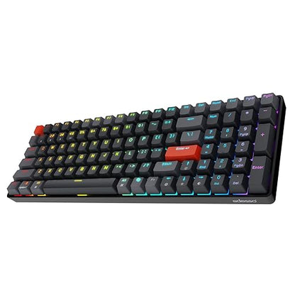 Adesso EasyTouch 1200 Wired/Wireless/Bluetooth Mechanical Keyboard, RGB Illuminated, Multi-OS, QMK/VIA Customizable, Hot Swappable, Red Switch, Copilot AI Hotkey, USB-C, 4000mAh Battery