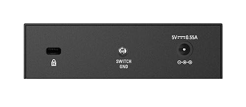 D-Link 5 Port Fast Ethernet Unmanaged Metal Desktop Switch, QoS, Plug and play, Fanless design, Rugged Metal Housing, IEEE 802.3az Energy-Efficient Ethernet (EEE), Ltd Lifetime Warranty (DES-105),Black 5 Port Switch