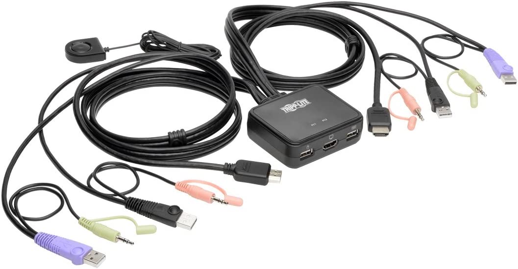 TRIPP LITE 2-Port USB HDMI Cable KVM Switch with Audio/Video, Cables &amp; USB Peripheral Sharing 1920 x 1200, 1080p 2-Port USB/HDMI