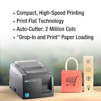 Star Micronics 39472010 Model TSP143L WHT US Thermal Printer, Auto-Cutter, Ethernet, with Internal Power Supply, White White Ethernet (LAN)
