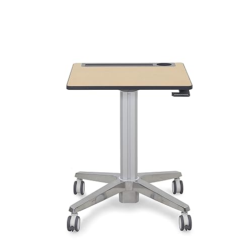 Ergotron – Mobile Standing Desk, Adjustable Height Small Rolling Laptop Computer Sit Stand Desk with Wheels for Classroom, Office, Medical or Home Use – Adjusts from 29 to 45 Inches – Maple Short Maple