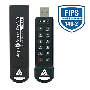Apricorn 60GB Aegis Secure Key FIPS 140-2 Level 3 Validated 256-bit Encryption USB 3.0 Flash Drive (ASK3-60GB) 60 GB