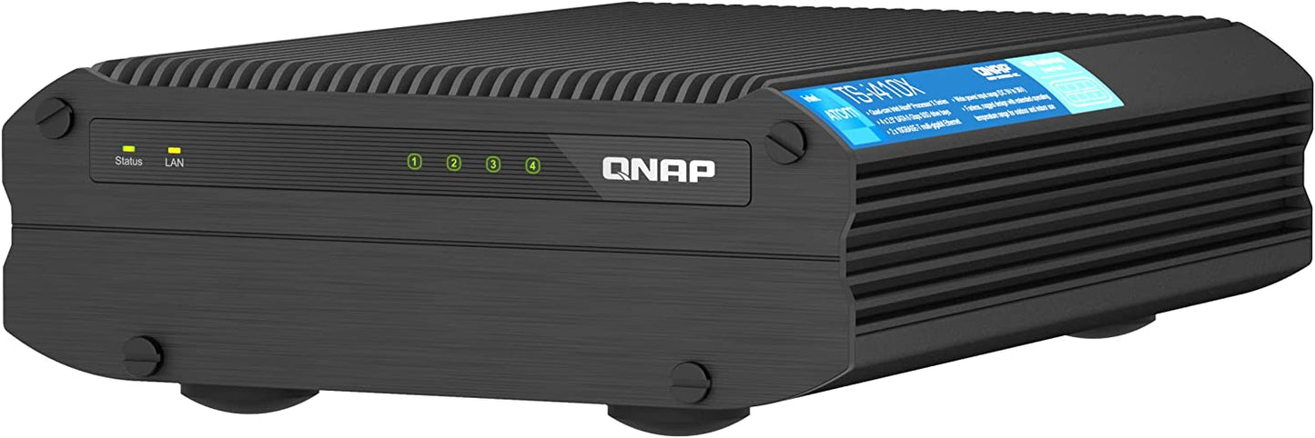 QNAP TS-i410X-8G-US 4 Bay High-Speed fanless Industrial NAS with dual-10GBe, Intel Atom CPU, 8GB DDR4 Memory and 2.5GbE (2.5G/1G/100M) Network Connectivity (Diskless)
