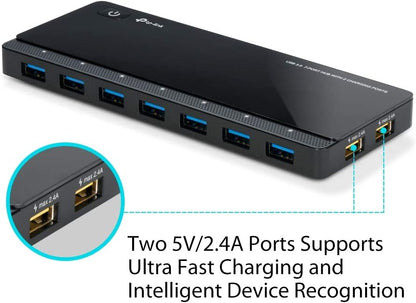 TP-Link Powered USB Hub 3.0 with 7 USB 3.0 Data Ports and 2 Smart Charging USB Ports. Compatible with Windows, Mac, Chrome &amp; Linux OS, with Power On/Off Button, 12V/4A Power Adapter(UH720)