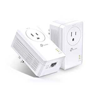 TP-Link AV1000 Powerline Ethernet Adapter(TL-PA7017P KIT) - Gigabit Port, Plug and Play, Extra Power Socket for Additional Devices, Ideal for Smart TV 1 Gbps Kit with Extra Outlet