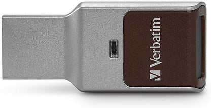Verbatim 64GB Fingerprint Secure USB 3.0 Flash Drive with AES 256 Hardware Encryption – Silver