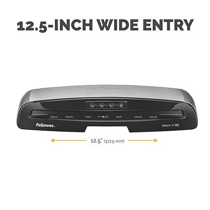 Fellowes Saturn Laminator with Pouch Starter Kit, Silver, 12.5 Inch, 5736601 & Thermal Laminating Pouches, Letter, 5 mil, 200 Pack (5743601) 12.5 Inch Laminator + Laminating Pouches, 5743601